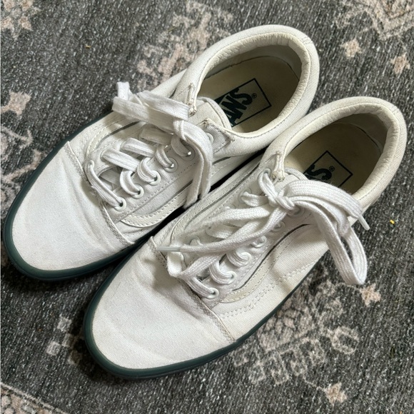 White Vans with Blue Rubber Soles - Picture 6 of 8